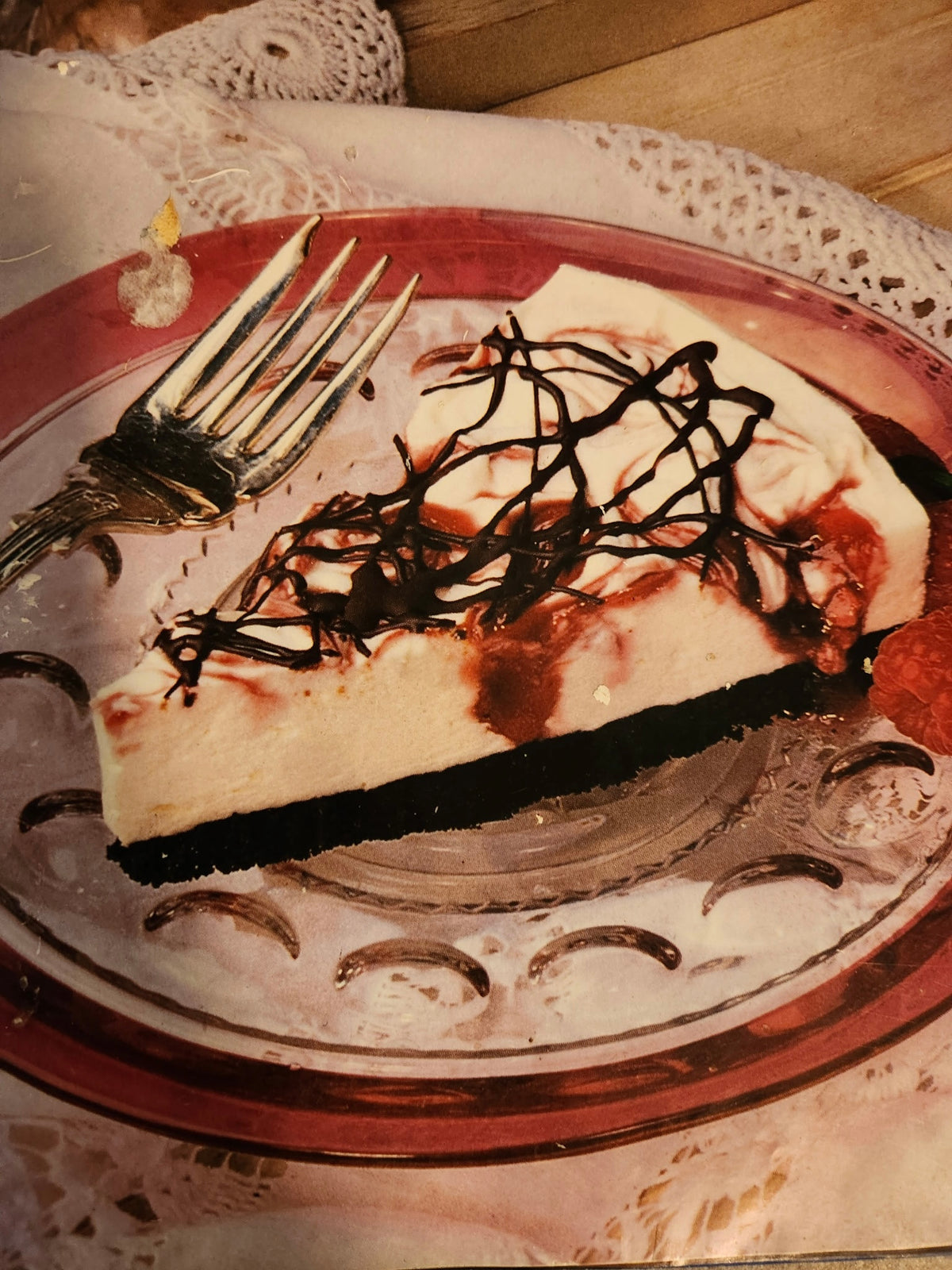 Dottie’s Raspberry Swirl Cheesecake by the slice from Rockin' D On The Ridge in La Harpe, IL