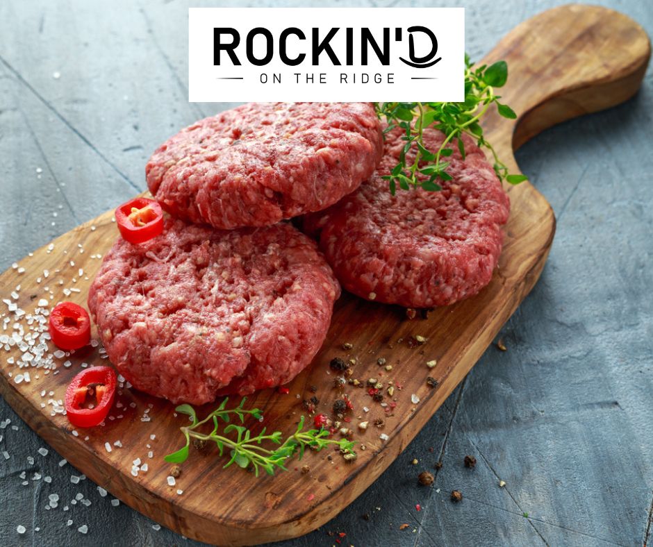 Angus Beef Patties 1/4 and 1/3 pound patties Rockin' D On The Ridge