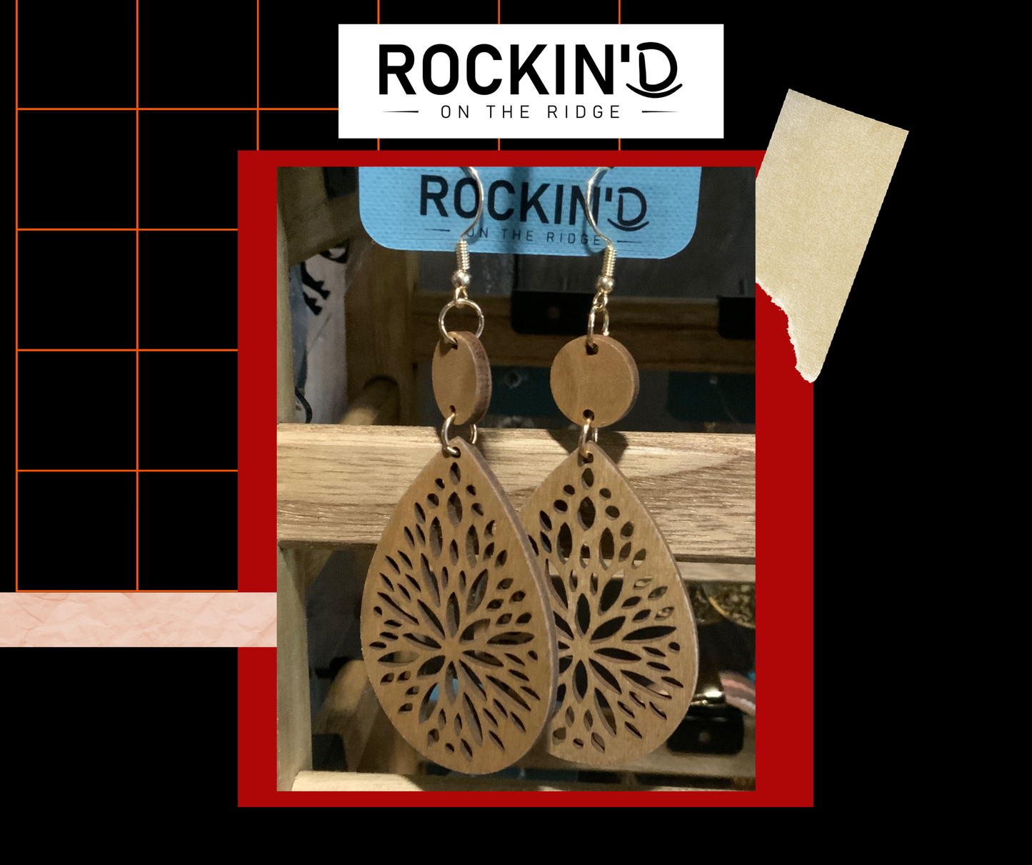 Wooden flower earrings